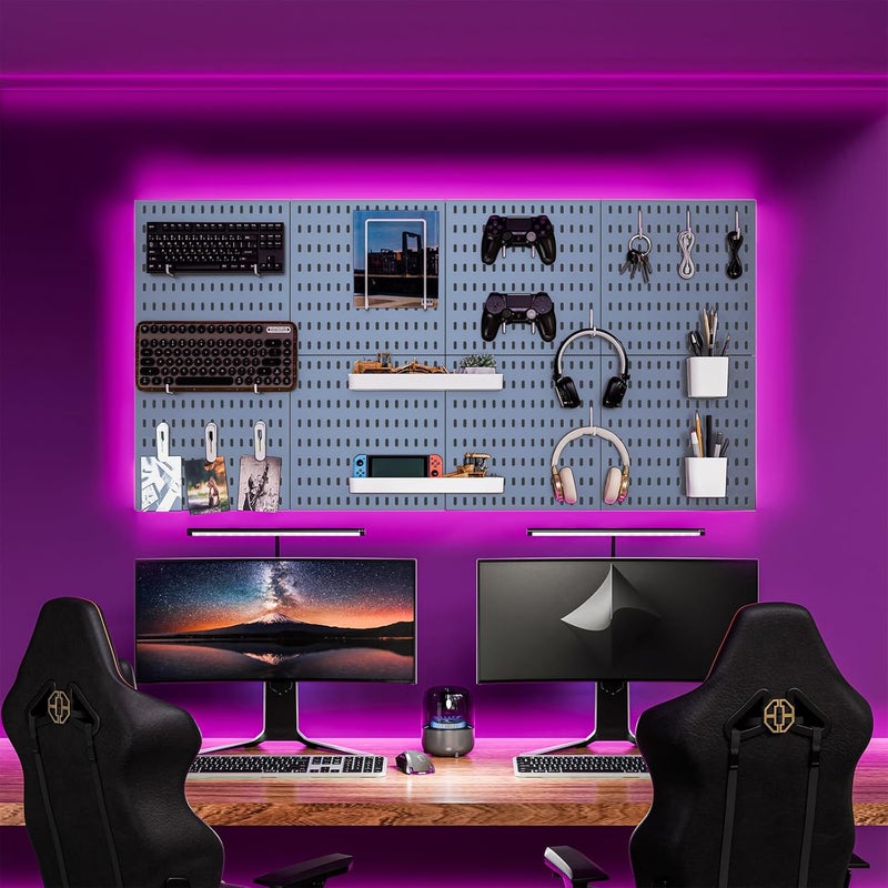 RIVTUN 22"x22" Pegboard Combination Kit Wall Organizer Kit - 4 Panels & 14 Hooks for Kitchen, Bedroom, Office, Bathroom Storage - Image 2